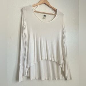 Free People White Waffle Knit Long Sleeve Top - Size XS